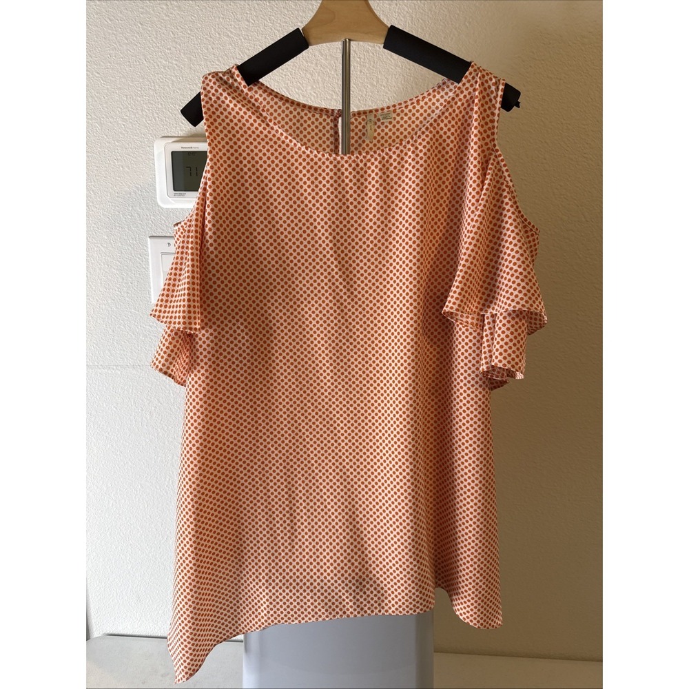 EST 1946 Women's Ruffle Tiered‎ Bell Sleeve Blouse Orange Polka Dot Size 26/28W